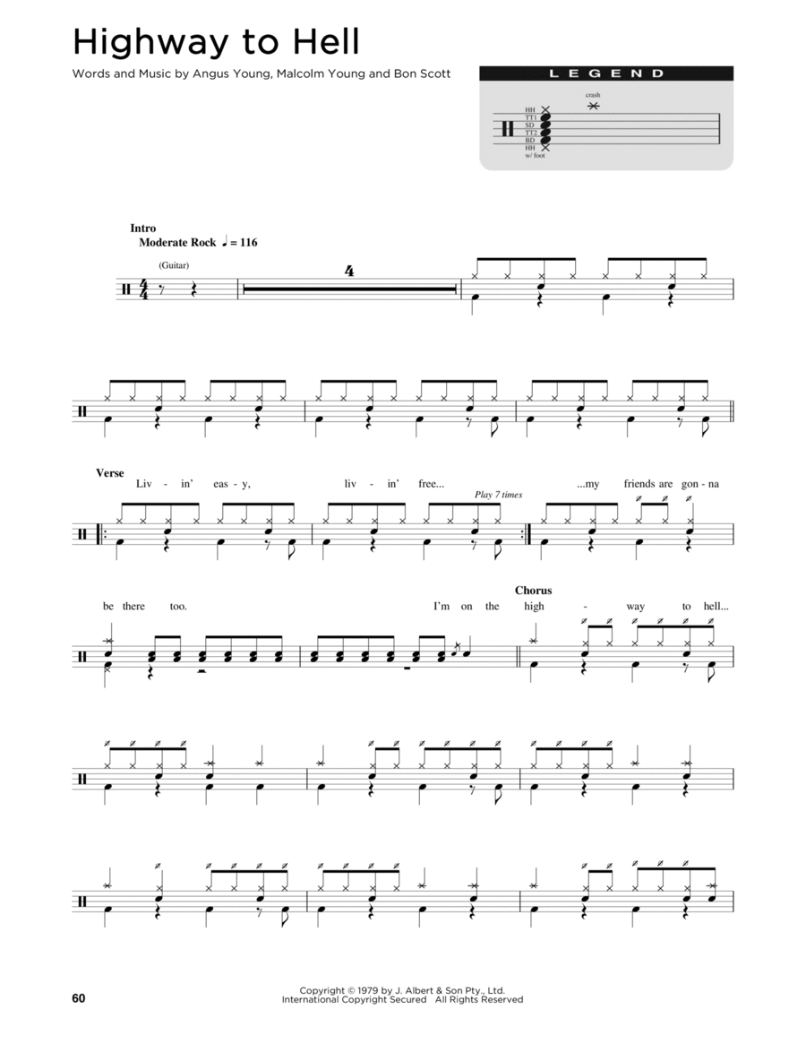 Highway To Hell Drum Set scores gallery preview page 1