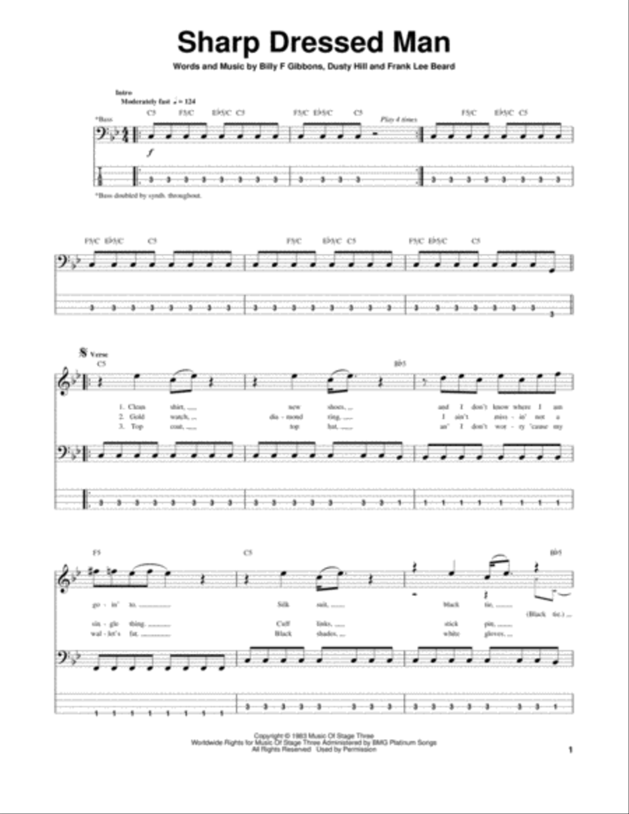 Sharp Dressed Man Guitar Tablature scores gallery preview page 1