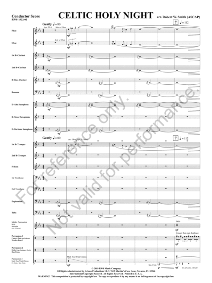 Celtic Holy Night Concert Band scores gallery preview page 4
