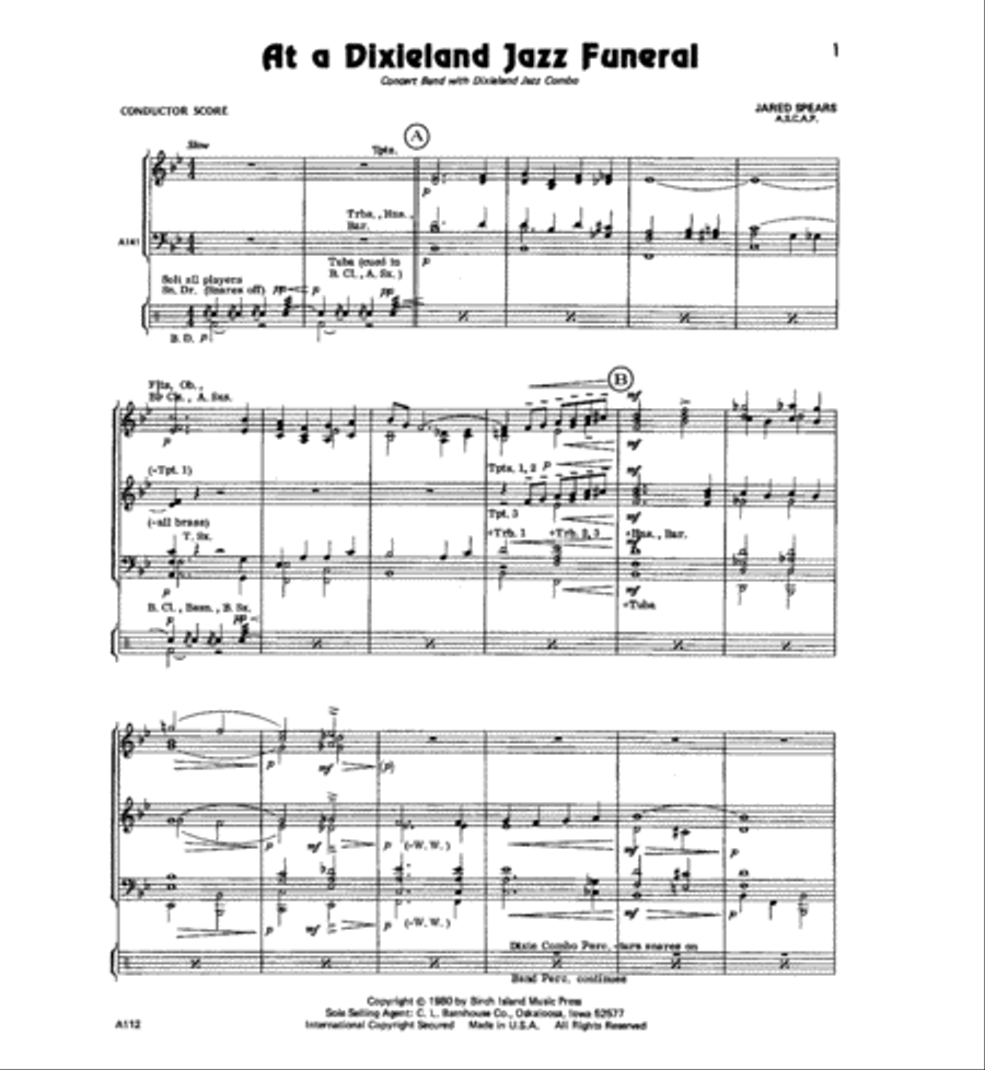 At A Dixieland Jazz Funeral Concert Band scores gallery preview page 2