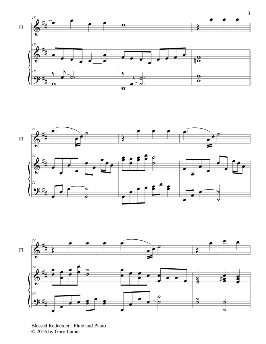 BLESSED REDEEMER(Duet – Flute & Piano with Score/Part) Flute Solo scores gallery preview page 4