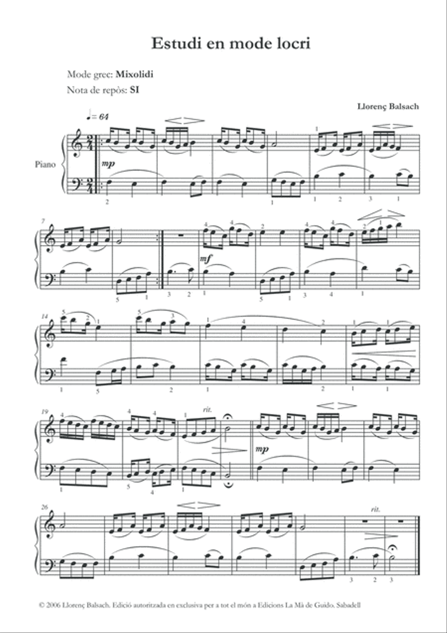set estudis modals Piano Solo scores gallery preview page 6