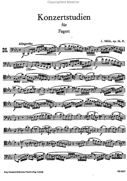50 Konzertstudien, op. 26, Heft 2 by Ludwig Milde Bassoon Solo - Sheet Music