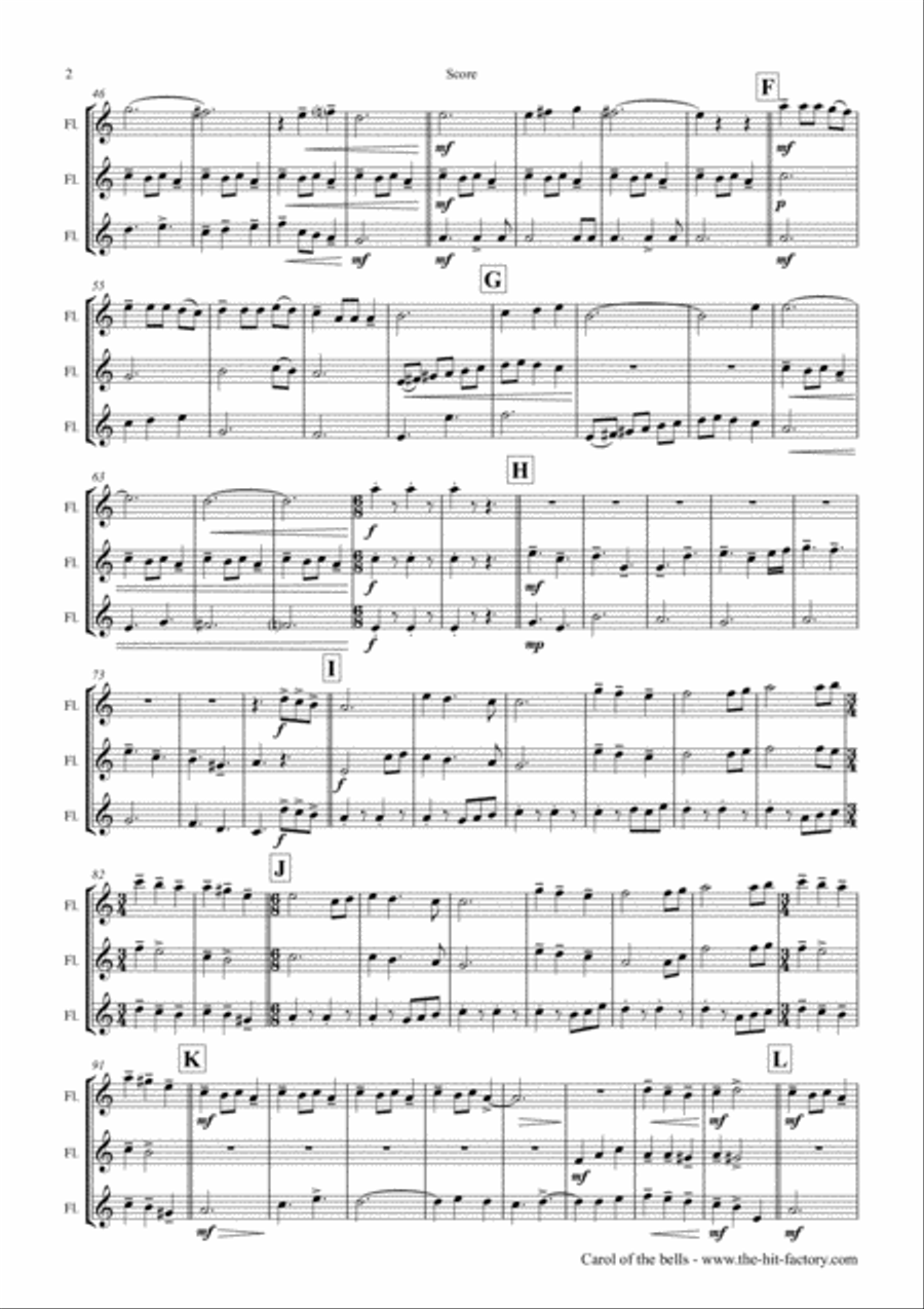 Carol of the Bells - Pentatonix style - Flute Trio Flute Trio scores gallery preview page 2
