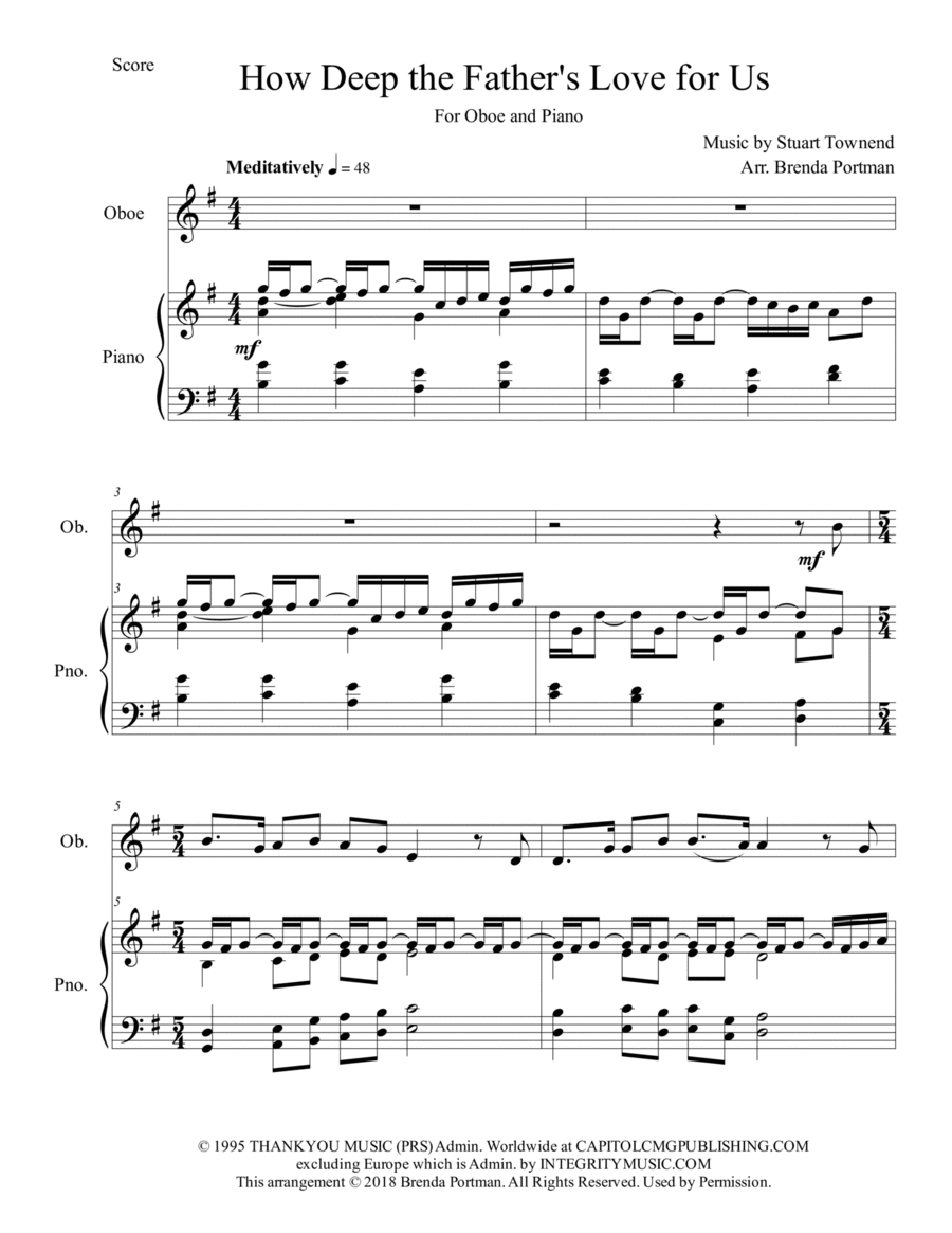 How Deep The Father's Love For Us Piano scores gallery preview page 1