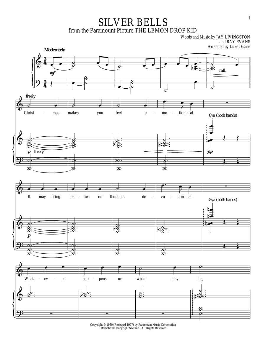 Silver Bells Piano, Vocal scores gallery preview page 1