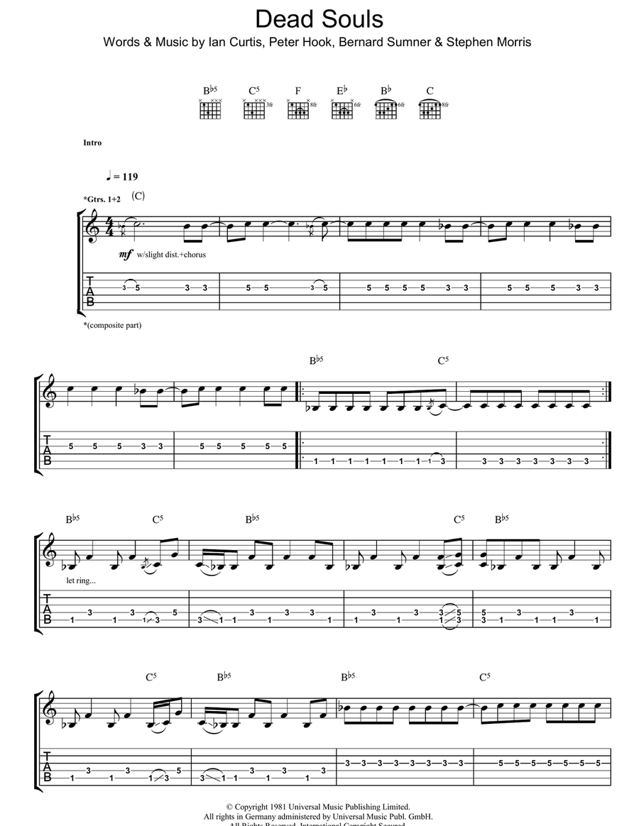 Dead Souls Guitar Tablature scores gallery preview page 1