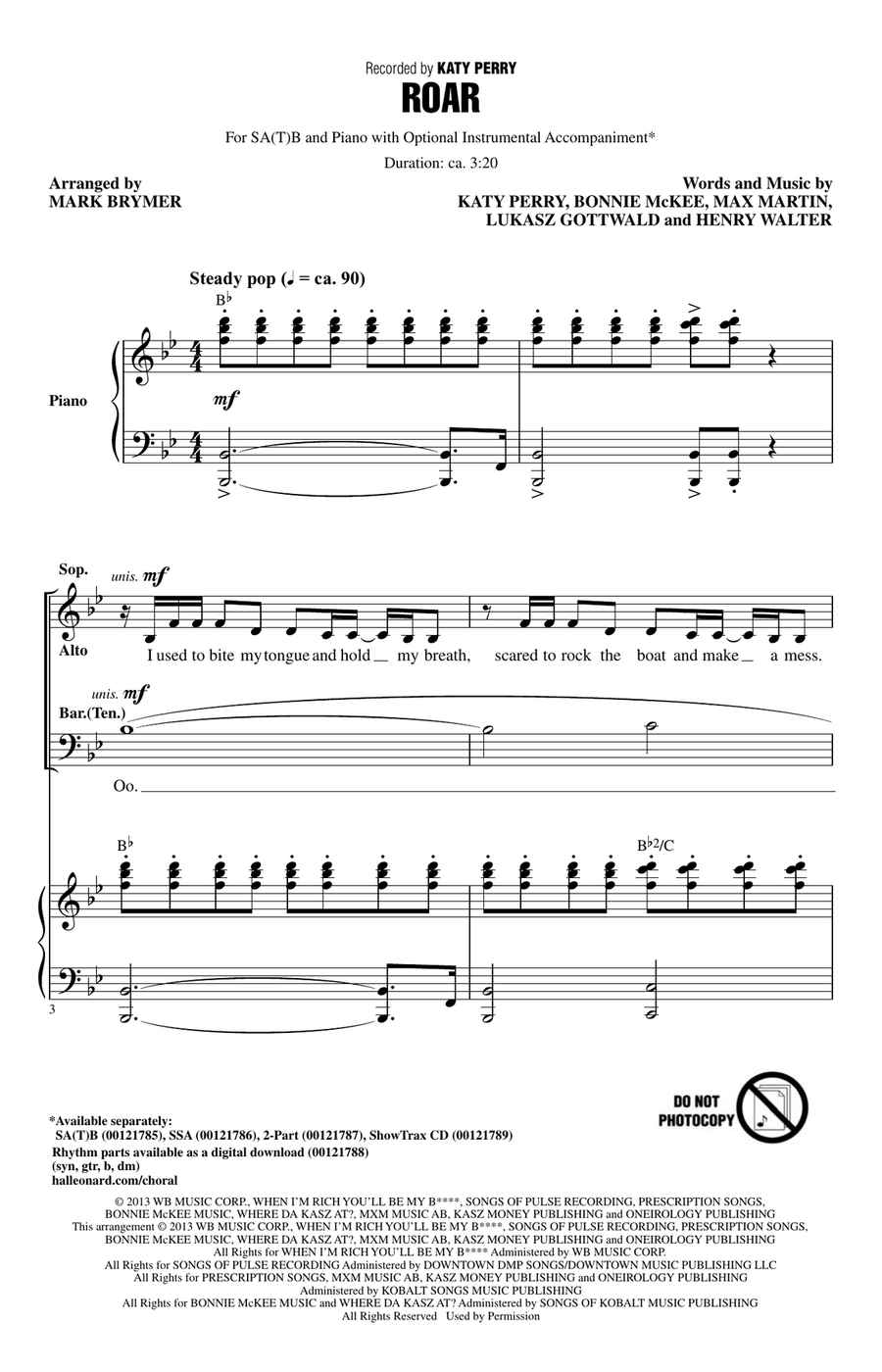 Roar Roar 4-Part scores gallery preview page 1