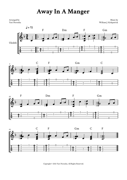 Away In A Manger - For Fingerstyle Ukulele (with TAB) image number null