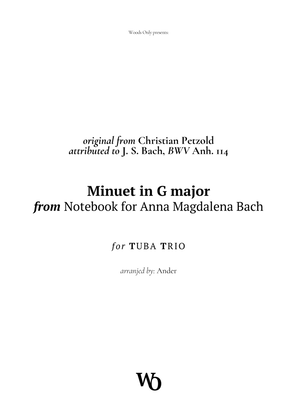 Book cover for Minuet in G major by Bach for Tuba Trio