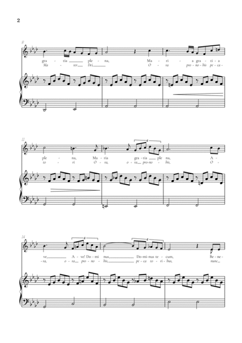 Schubert Ave Maria in A flat Major [Ab] • soprano sheet music with easy piano accompaniment image number null