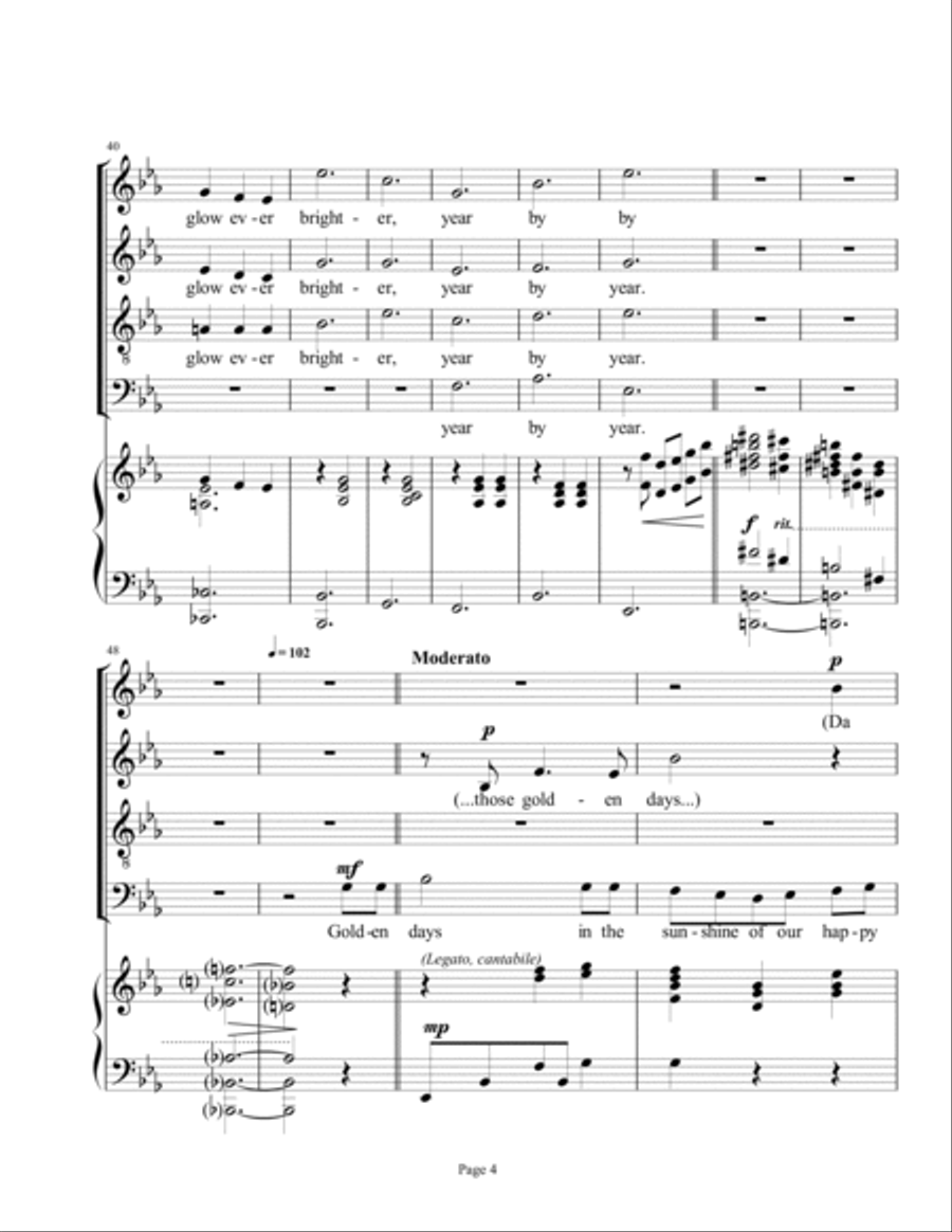 Golden Days, The Student Prince 4-Part scores gallery preview page 4