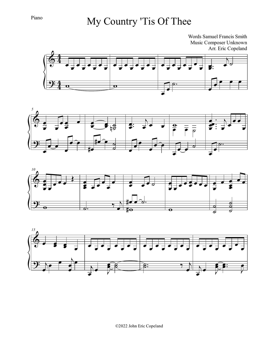 My Country 'Tis of Thee / God Save the Queen Piano Solo scores gallery preview page 1