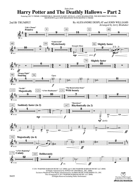 Harry Potter and the Deathly Hallows, Part 2, Suite from: 2nd B-flat Trumpet