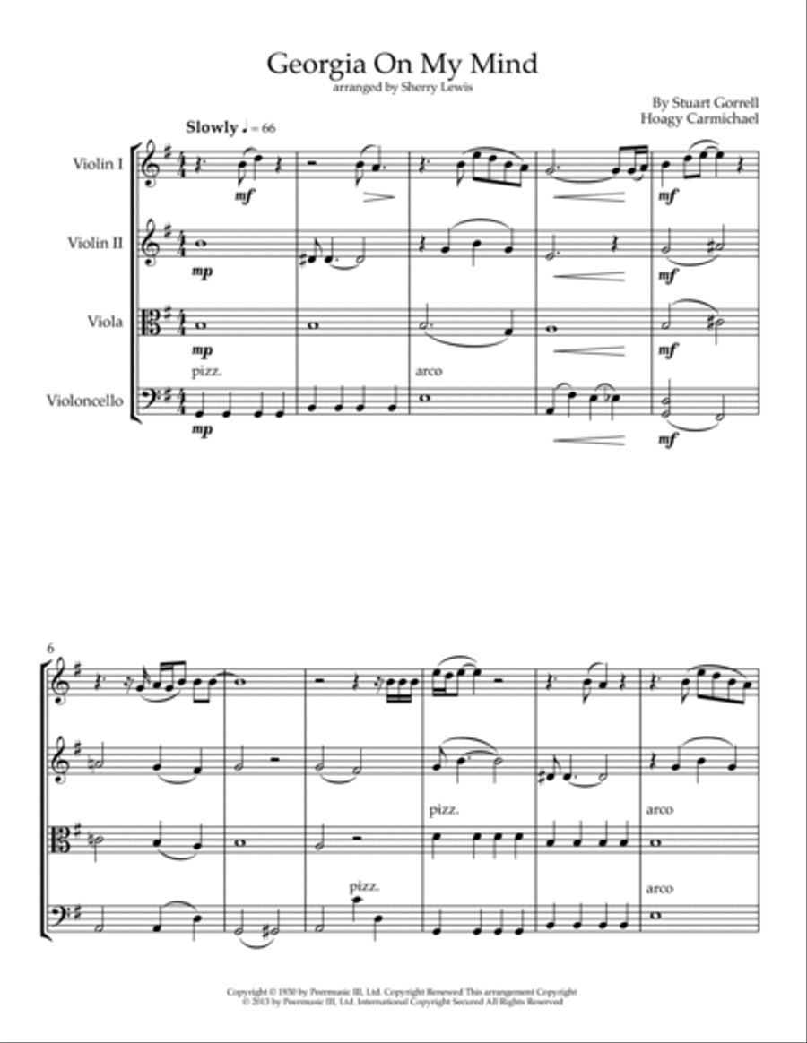 Georgia On My Mind String Quartet scores gallery preview page 3