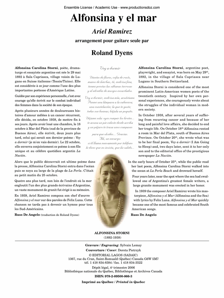 Alfonsina y el mar Classical Guitar scores gallery preview page 1