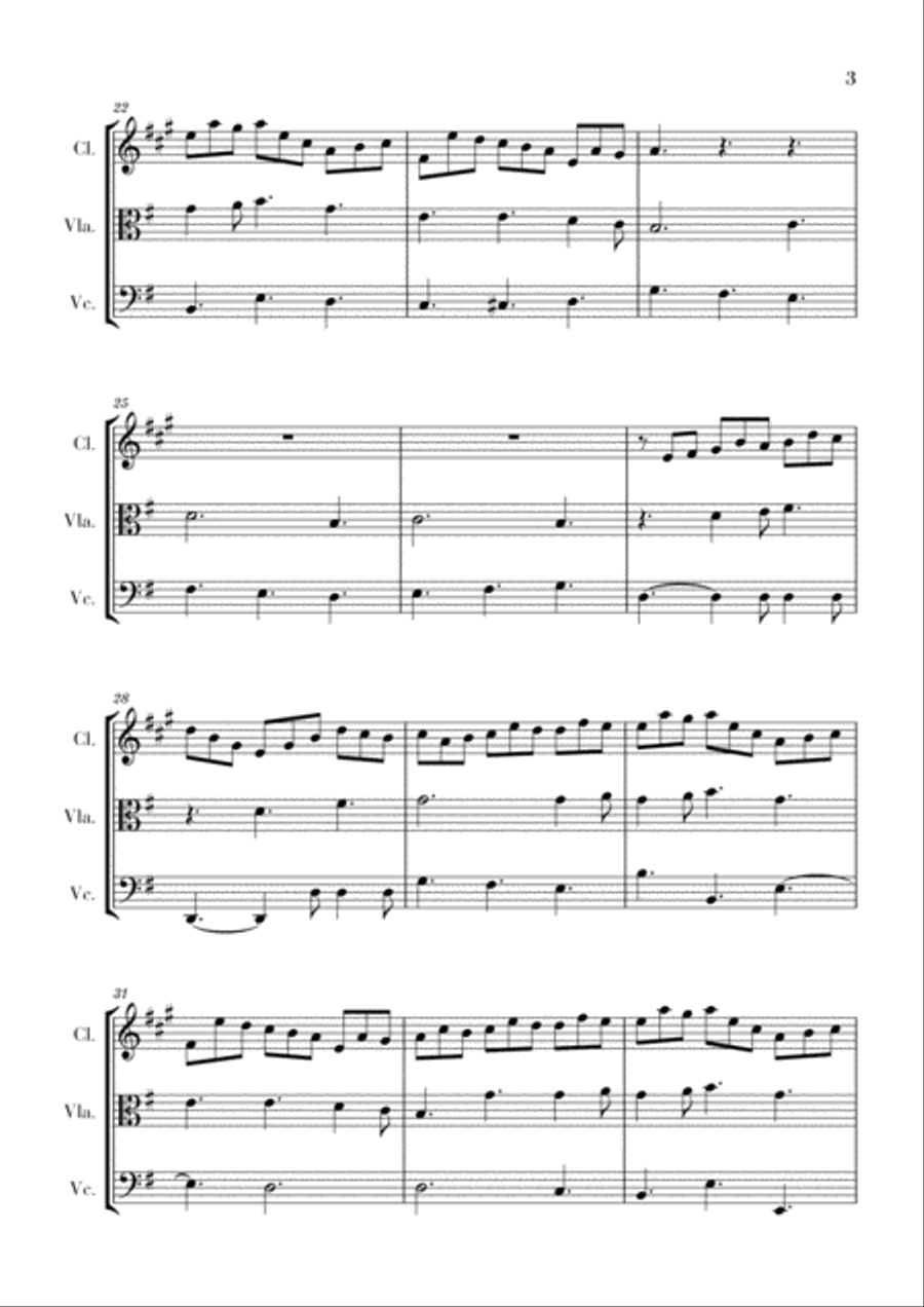 Bach - Jesu, Joy of Man's Desiring for Clarinet, Viola and Cello Small Ensemble scores gallery preview page 3