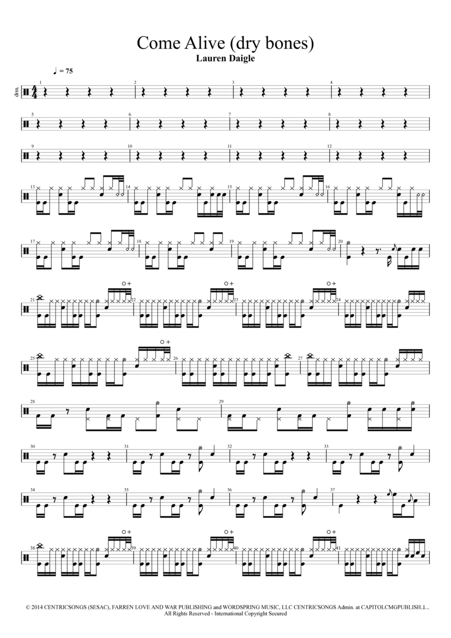Come Alive (dry Bones) Drum Set scores gallery preview page 1