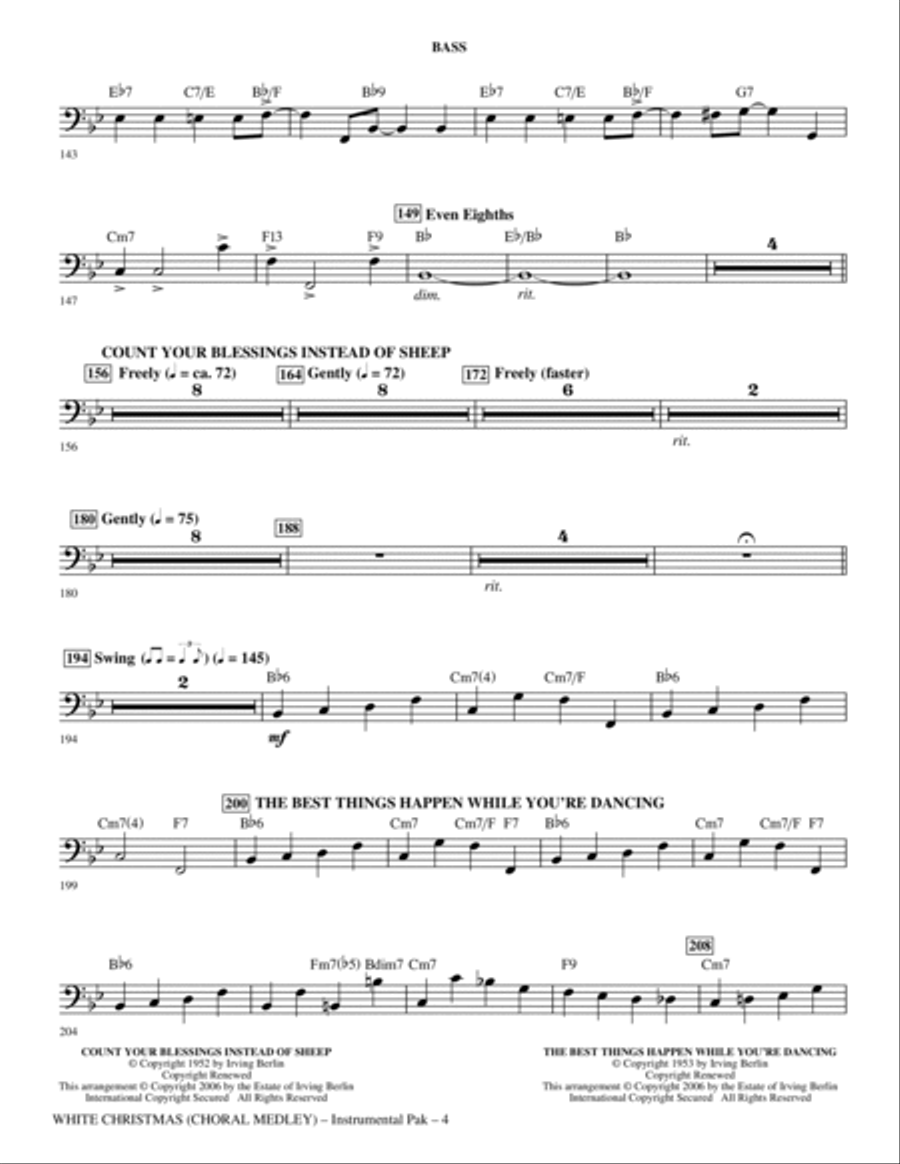White Christmas (Choral Medley) - Bass Choir scores gallery preview page 4