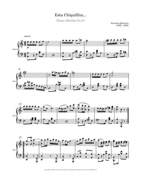 Esta Chiquillita - Tango for Piano image number null