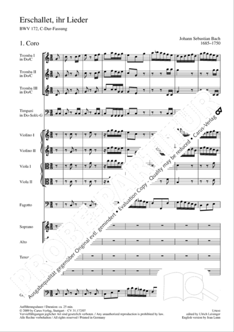 Sound forth, now with singing (Erschallet, ihr Lieder) 4-Part scores gallery preview page 9
