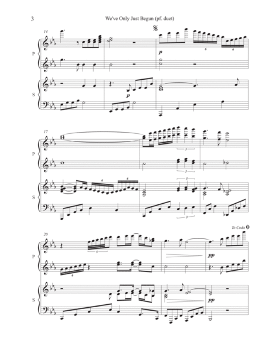 We've Only Just Begun 1 Piano, 4-Hands scores gallery preview page 6