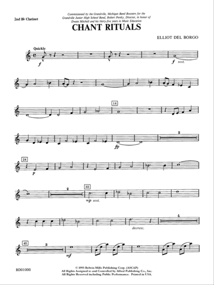 Chant Rituals: 2nd B-flat Clarinet Concert Band scores gallery preview page 1