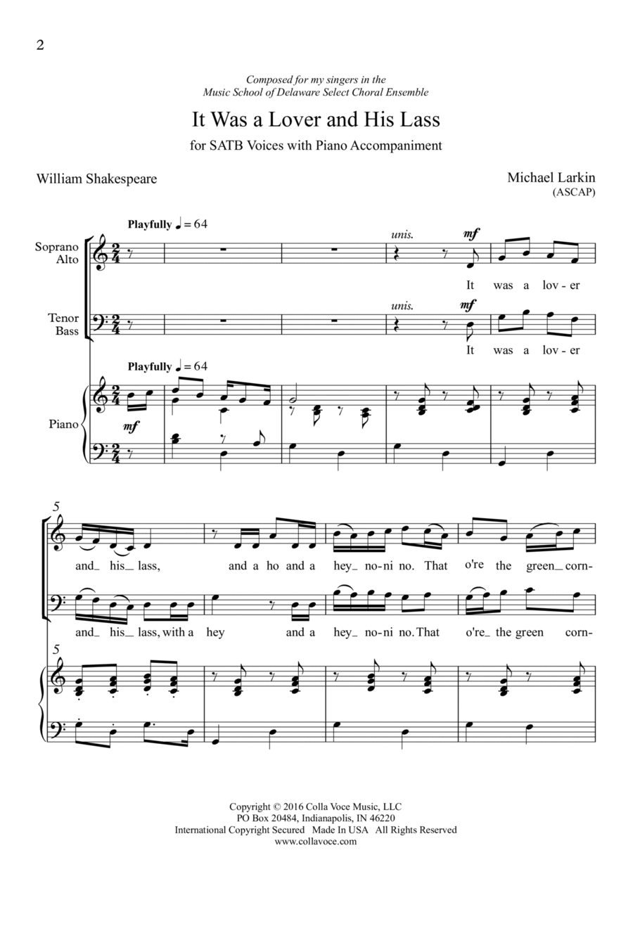 It was a Lover and His Lass 4-Part scores gallery preview page 1