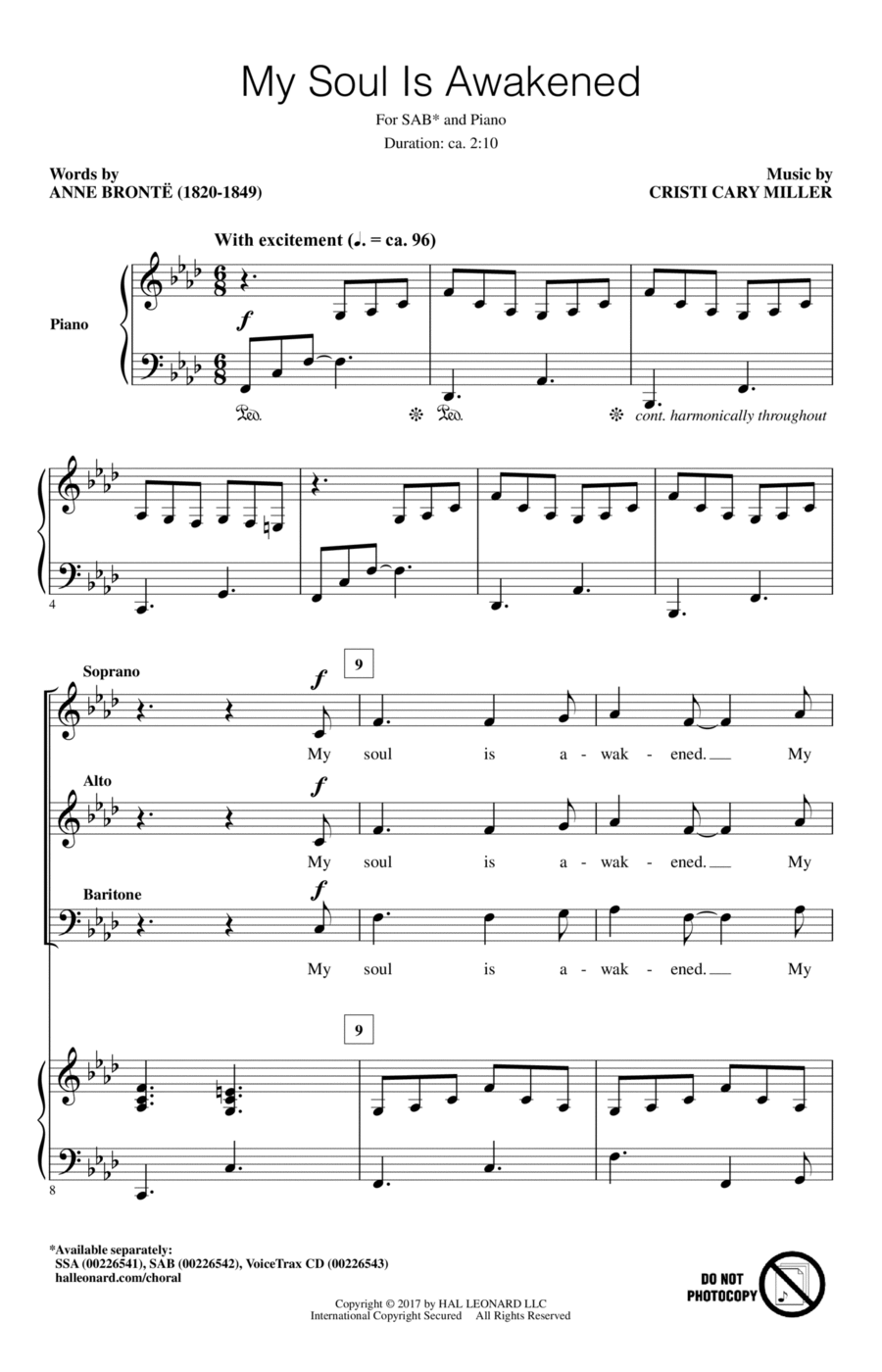 My Soul Is Awakened 3-Part scores gallery preview page 1