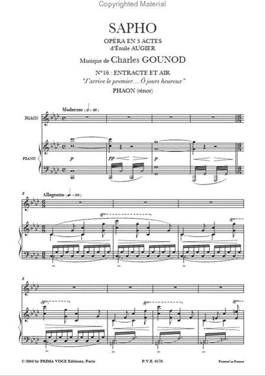 J'arrive le premier... O jours heureux from Sapho Tenor Voice scores gallery preview page 2