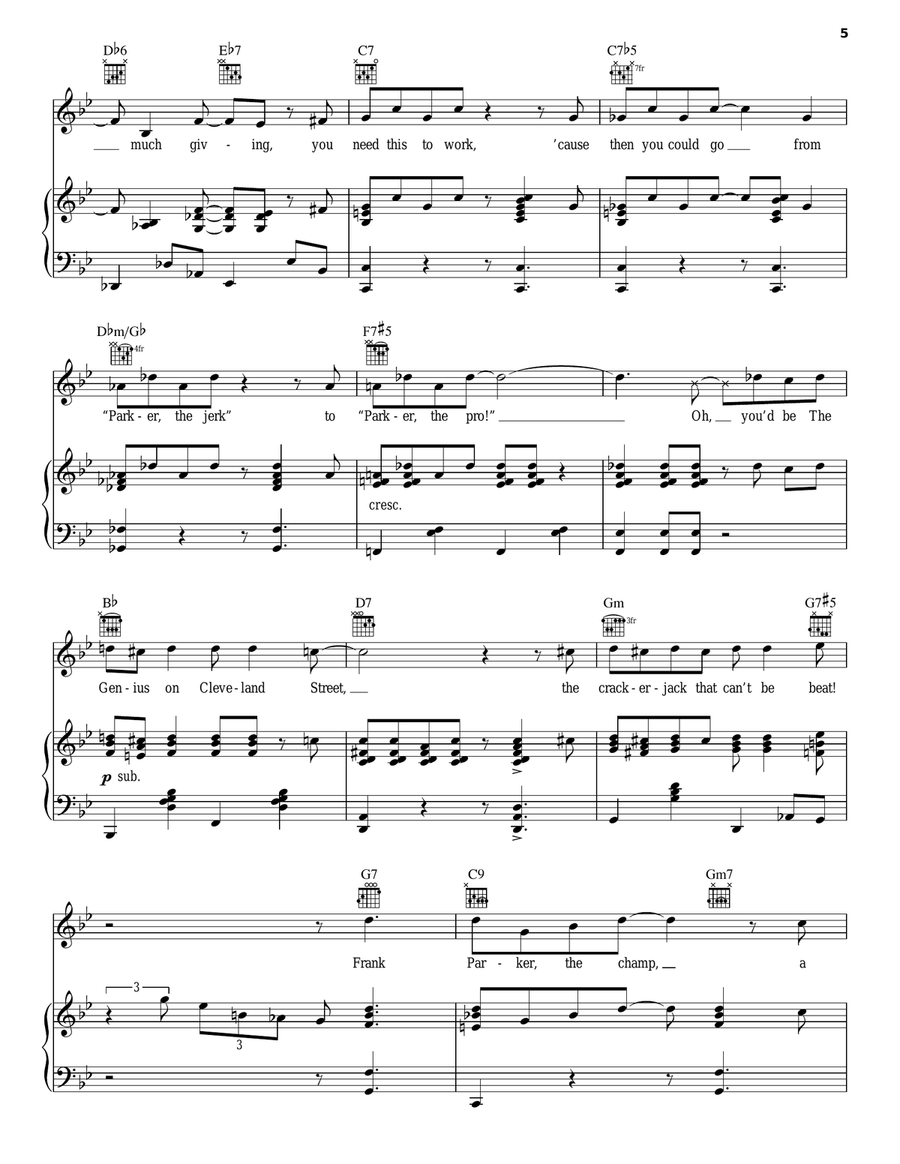 The Genius On Cleveland Street Piano, Vocal, Guitar scores gallery preview page 5