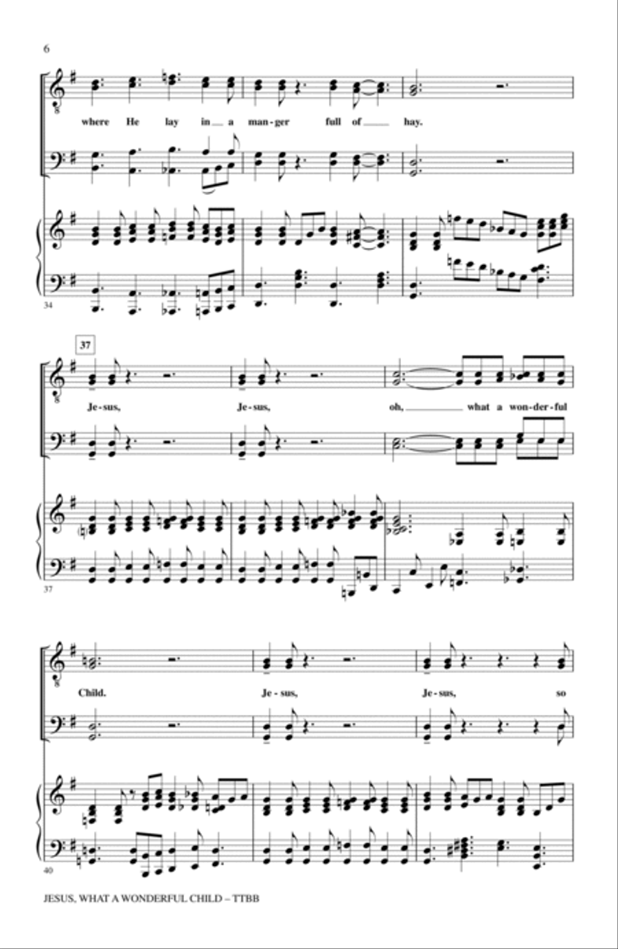 Jesus, What A Wonderful Child TTBB scores gallery preview page 5