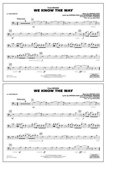 We Know the Way (from Moana) (arr. Matt Conaway) - 1st Trombone