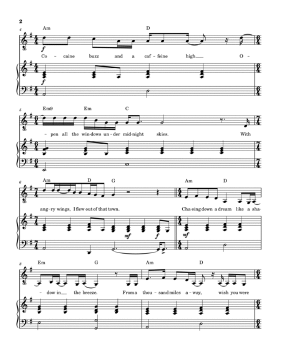 Out Loud Piano, Vocal, Guitar scores gallery preview page 3