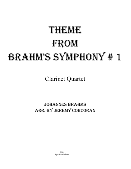 Theme from Brahms Symphony #1 for Clarinet Quartet image number null