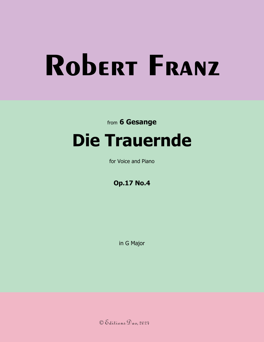 Die Trauernde, by Robert Franz, in G Major Voice scores gallery preview page 1