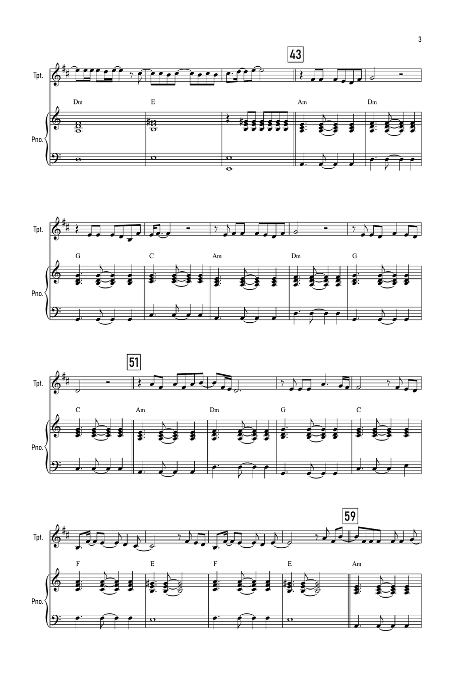 Flowers B-Flat Trumpet scores gallery preview page 3