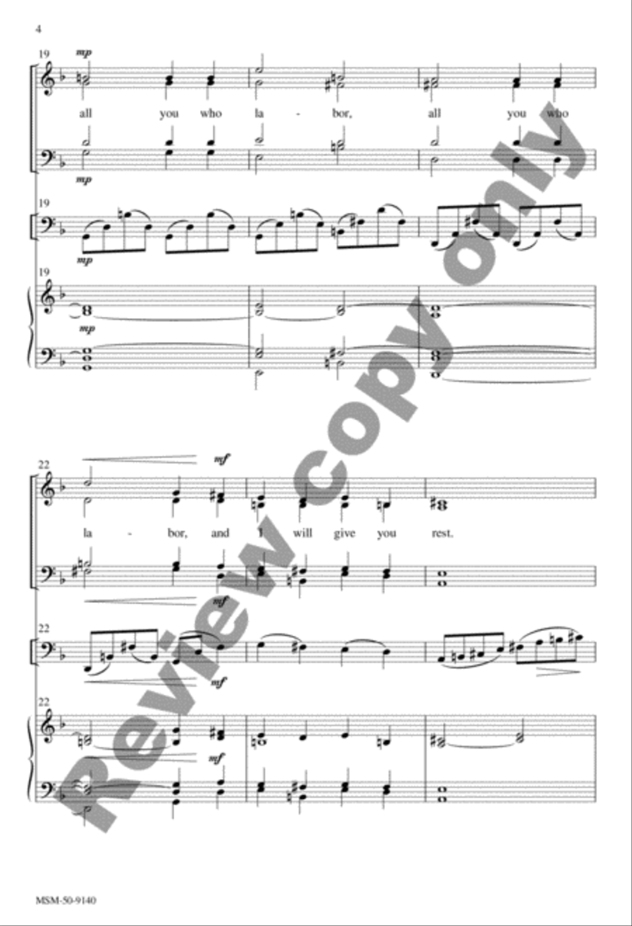 Come to Me, All You Who Labor 4-Part scores gallery preview page 4