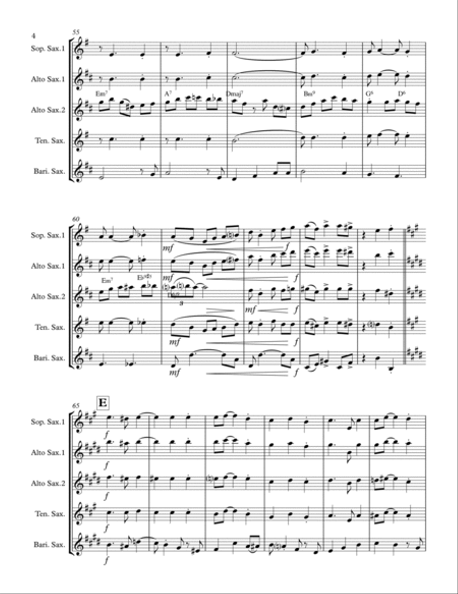The Christmas Waltz Saxophone Quartet scores gallery preview page 5