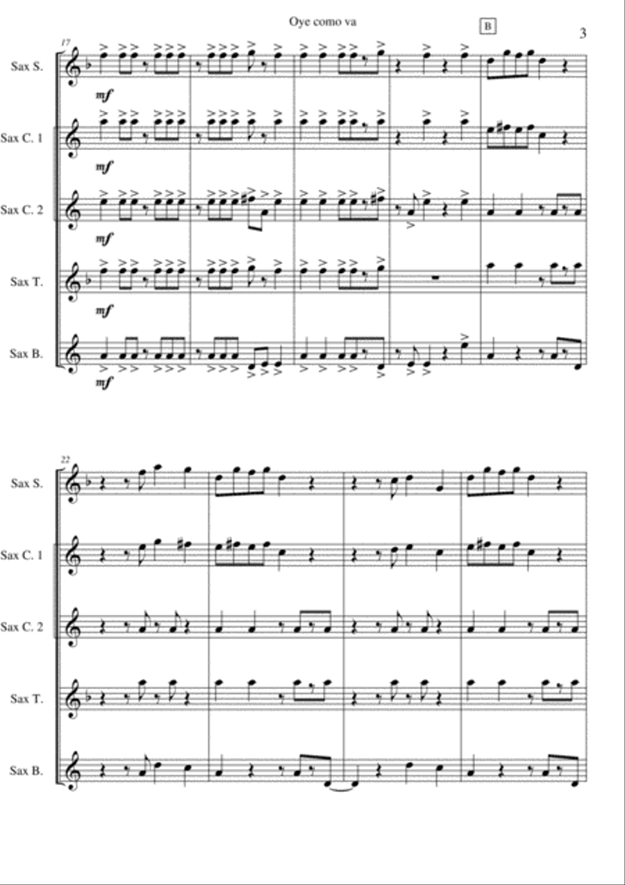 Oye Como Va Woodwind Quintet scores gallery preview page 3