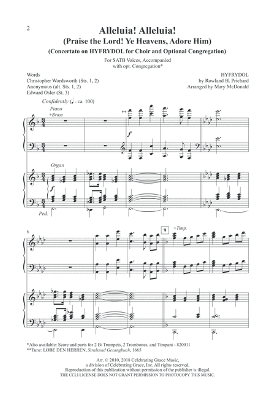 Alleluia! Alleluia!/Praise the Lord! Ye Heavens, Adore Him 4-Part scores gallery preview page 2