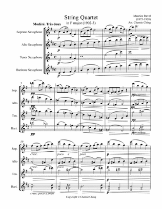 Maurice Ravel - String Quartet in F major I. Allegro moderato – très doux arranged for Saxophone