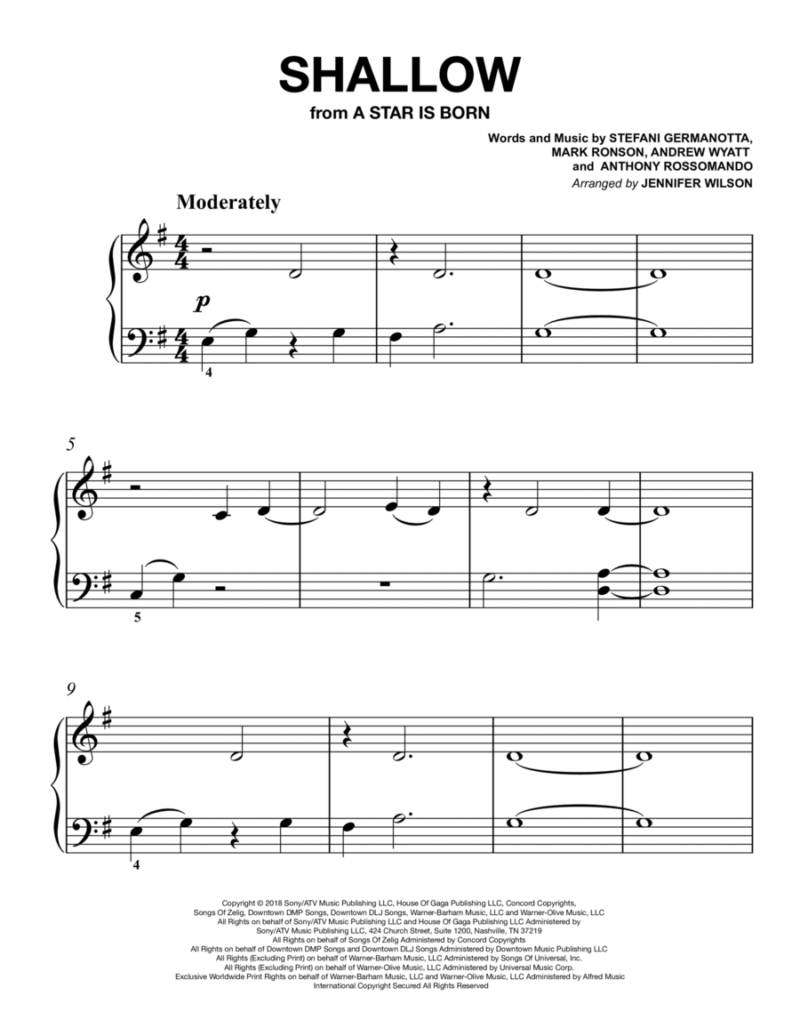 Shallow Easy Piano scores gallery preview page 1