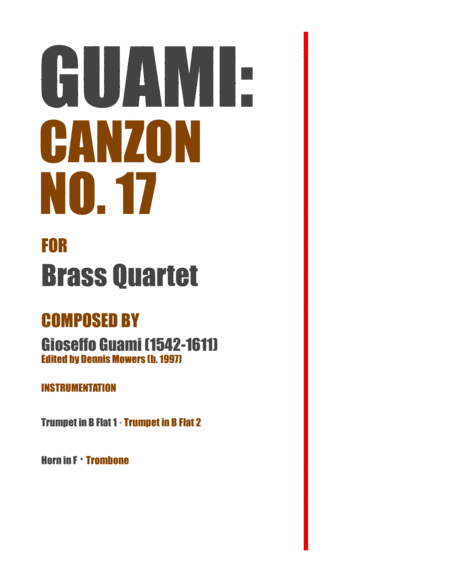 "Canzon No. 17" for Brass Quartet - Gioseffo Guami image number null