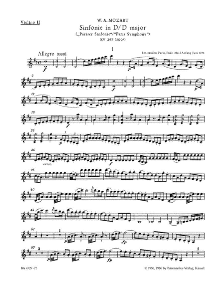 Symphony in D major (No. 31) Paris Symphony