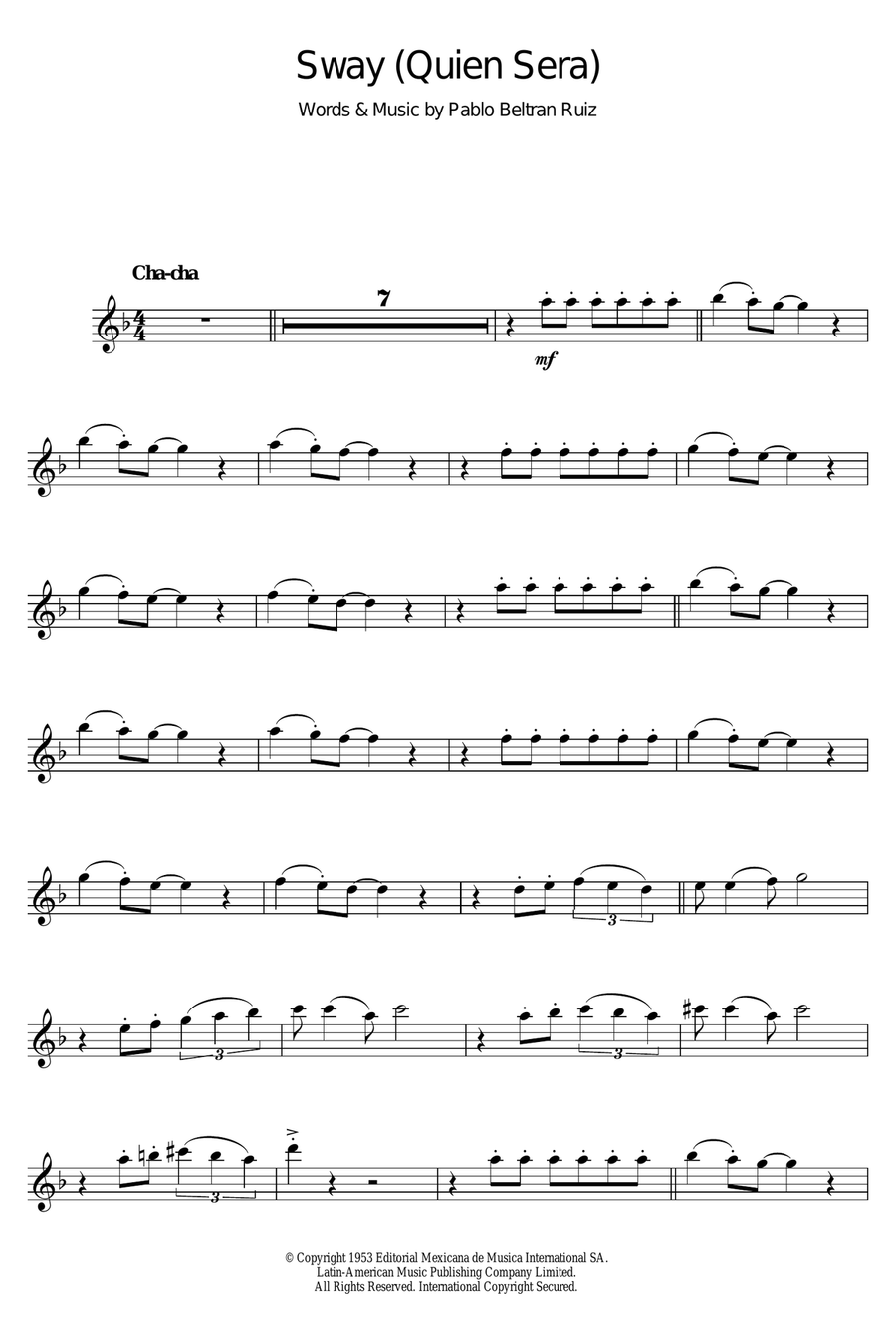 Sway (Quien Sera) Sway (Quien Sera) Piano scores gallery preview page 1