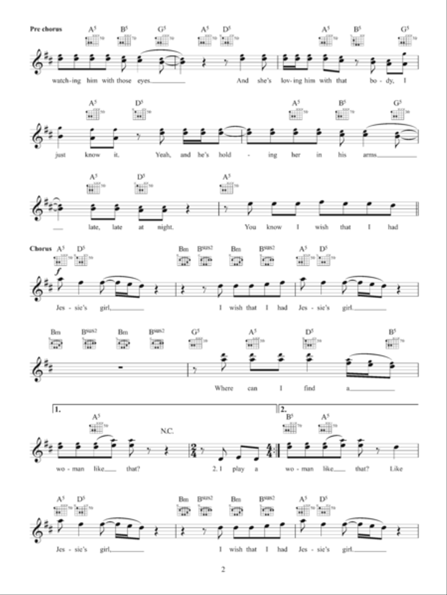 Jessie's Girl Piano scores gallery preview page 2