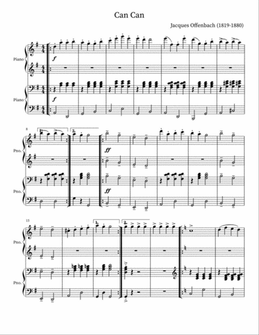 Can Can Piano scores gallery preview page 1