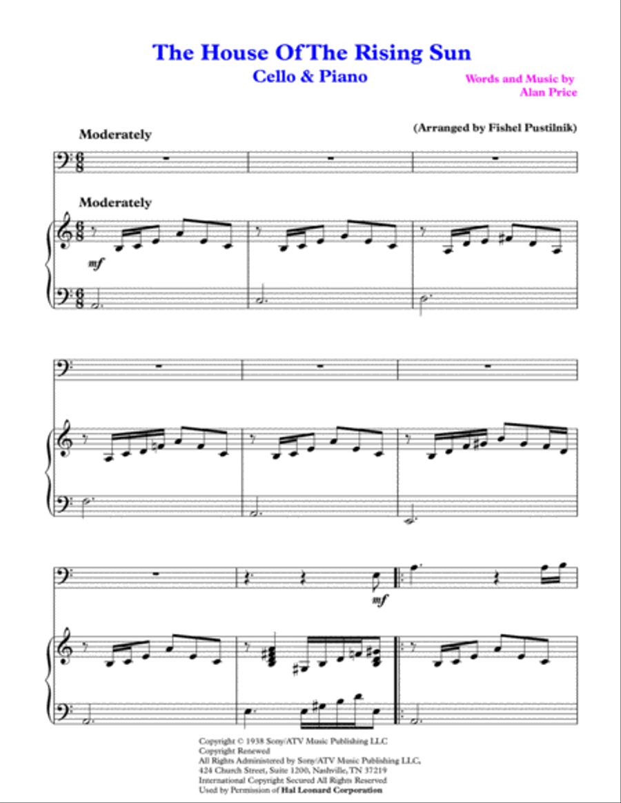 The House Of The Rising Sun Piano scores gallery preview page 2