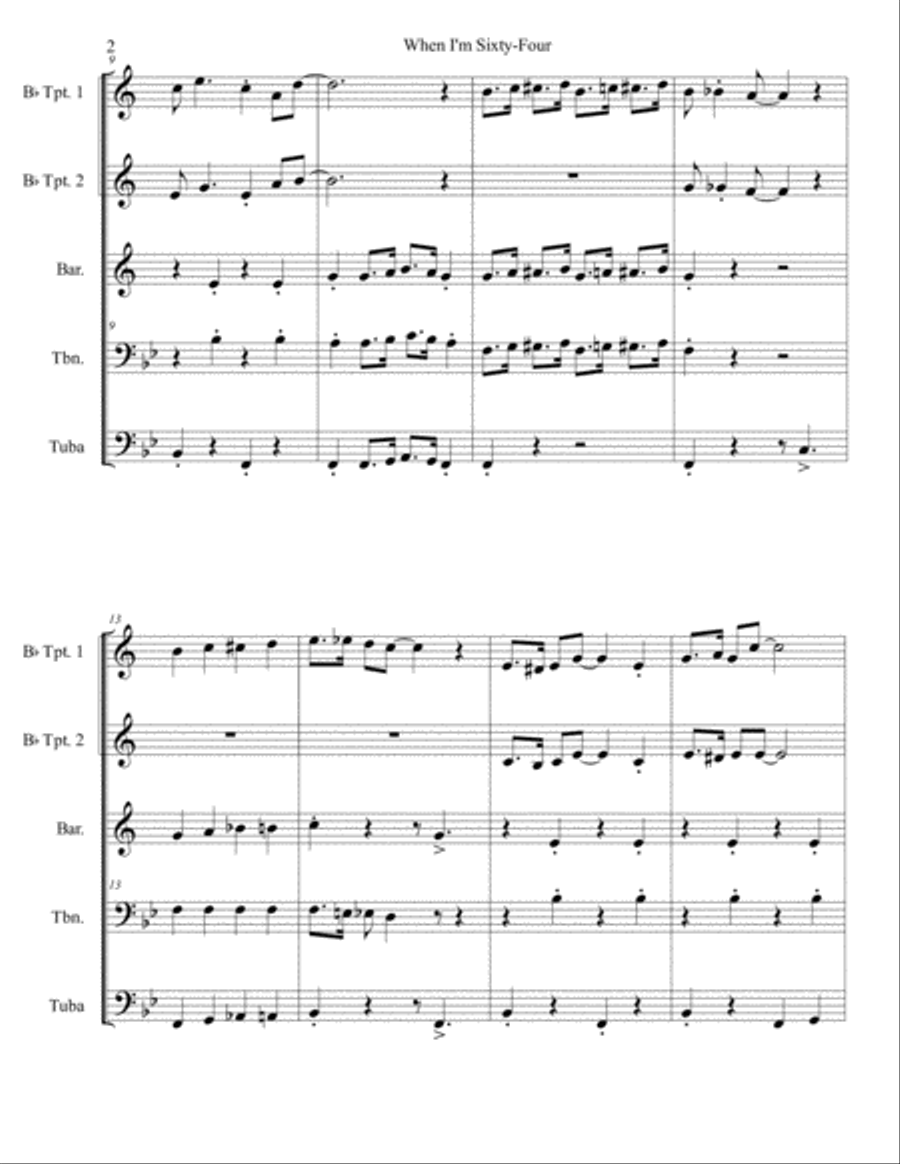 When I'm Sixty-Four Small Ensemble scores gallery preview page 2